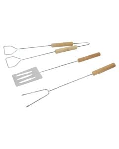 Aksesore për barbekju, "Mr.Grill", me dorezë druri, inoks, argjend, 30 cm, 3 copë
