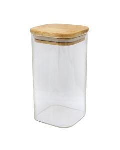 Conservation jar with bamboo lid, glass/bamboo, transparent, H16 cm / 700 ml