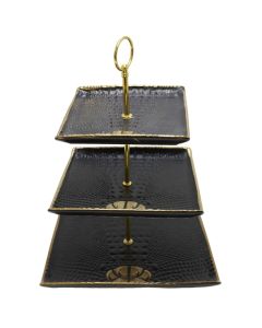 Stand with 3 layer, ceramic, black, 20x30 cm