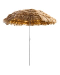 Woven beach/pool umbrella, polyester+PP, brown, Dia.2.4 mt, structure tube 2.5 cm
