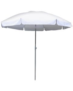 Beach/pool umbrella, metal/polyester, white, Dia.2.5 mt, tube 2.7 cm, foldable structure 45⁰