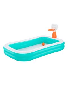 Square children's pool with basketball basket Bestway, PVC, blue, 168x251x102 cm