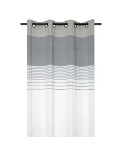 Escale full curtain with rings, cotton, white and grey, 140x260 cm