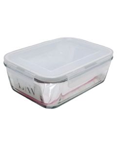 Hermatick food container with locked lid Fresco, glass, transparent, 20.1 x 14.6 x H 6.2 cm / 1200 cc