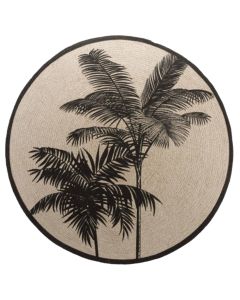 Circular Rug, cotton, beige with palmanova design, Dia. 120 cm