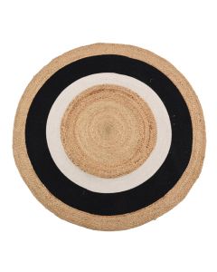 Circular Rug, jute/cotton, beige/white/black, Dia. 120 cm