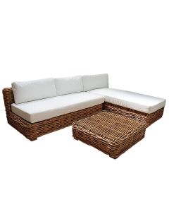 Divan kendor, rattan, kafe natyrale, 200x190xH70/tavoline87x87xH25 cm
