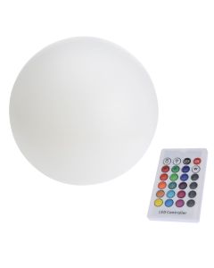 Ndriçues i jashtëm, 6 LED, formë globi, RGB, 5V DC, IP67, me telekomand, Dia.25 cm, CR2025