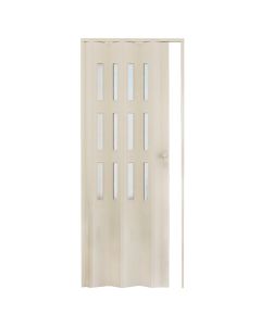 Dere fizarmonik, PVC, me bravë alumini, 88.5x214 cm, ngyrë e bardhë me xham
