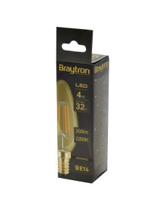 LED lamp BRAYTRON, 45,  Filament, E14, 4W, 2200K, 360lm, 220V-240V AC