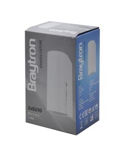 Exterior wall light BRAYTRON, 2xGU10, 3000K, metal / glass, IP44, white color