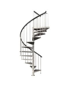 Shkalle Spirale Gardenspin, me shkelje metalike, ø155 cm, H282 cm, 11 shkelje + pedani, shkeje ngjyre gri dhe struktua ngjyre gri