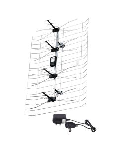 TV antenna, Emos, outdoor, 19–26 dB, distance from TV tower: 0-80 km max, DVB-T/T2, Full HD broadcasts, 470–790 MHz, LTE filter, 75 Ohm, 34°/26°, 100x36x34 cm