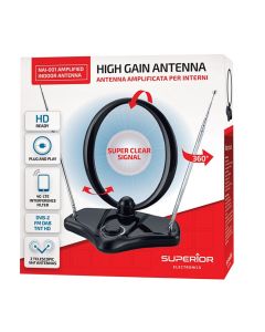Digital indoor TV antenna, Superior, VHF/UHF/FM, 19x14x22.5 cm