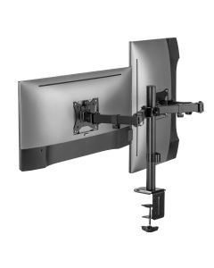 Universal tabletop double monitor stand, Superior, 17" - 32", 9 kg, +45° ~ -45°, +90° ~ -90°, 360°, 100×100 mm, H50.7 cm