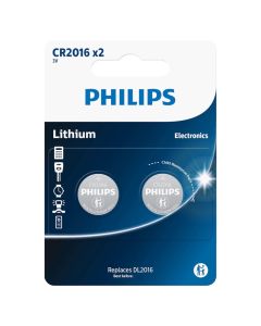 Bateri, Philips, 2xCR2016, 3V Lithium