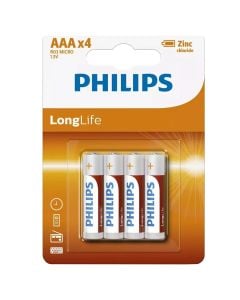 Bateri, Philips, 4xAAA, longlife