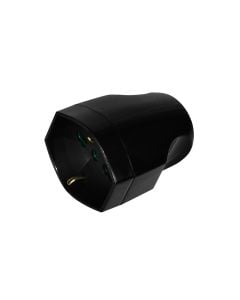 Adaptor, 16A, 1 shuko, universale, (e zezë), bakër, veshje plastike