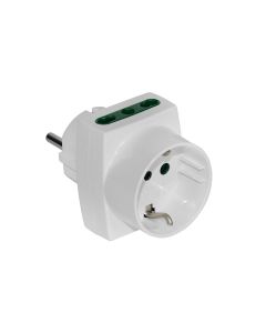 Adaptor 16A shuko në 2 bivalente +1 shuko, bakër, veshje plastike