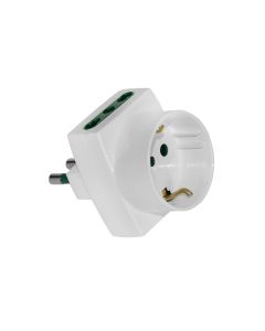 Adaptor, 16A, bivalente në 2 bivalente +1 shuko, bakër, veshje plastike