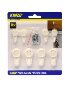 Plastic hook with screws, Kinzo, 8 pcs / pack
