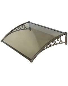 Canopy for entrance doors polycarbonate, Satin fume, anti-UV, braun arms, L100 x W80 cm