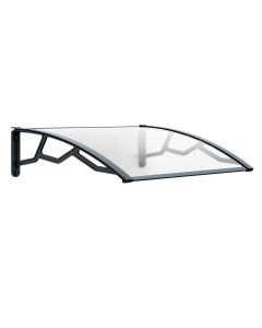 Canopy for entrance doors polycarbonate, trasparent, anti-UV, dark grey arms, L120 x W80 cm