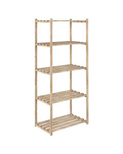 Solid Pine wood 5 shelves Serie Natura, width 65, deepth 40 cm, shelves adjustable in height, 171 x 40 x 65 cm