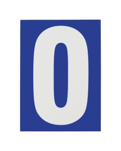 Number 0, PVC, with blue background, with adhesive, 65x90 mm