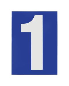 Number 1, PVC, with blue background, with adhesive, 65x90mm