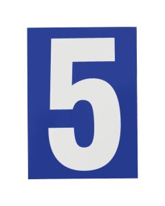 Number 5, PVC, with blue background, with adhesive, 65x90mm