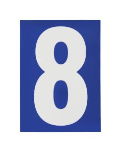 Number 8, PVC, with blue background, with adhesive, 65x90mm