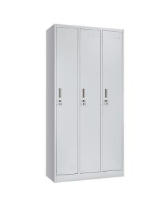 Door locker, for clothing with 3 individual lock + hinges, RAL 7035, H1850 x W900 x D450