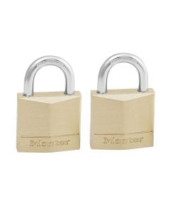 Masterlock padlock, Security level 4, 2 x 30mm brass padlocks - 16mm hardened steel shackle, 5mm diam. - 4 pins- keyed alike, Indoor