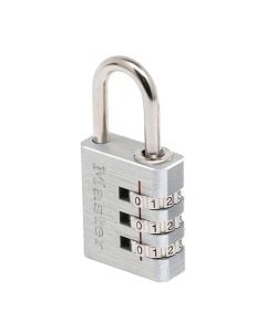Masterlock padlock, Security level 4, 30mm aluminium padlock- chrome plated steel shackle, diam. 5mm - 3 dials - brushed metal finish, Indoor