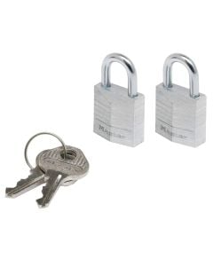 Masterlock padlock, Security level 3, 2 x 20mm aluminium padlocks- 11mm steel shackle, 3mm diameter - 3 pins - keyed alike, Luggage