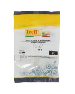 Wing nut, in galvanized steel, M4mm , Bag 20