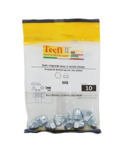 Hexagonal nut DIN1587 with hood, M8mm, Bag 10
