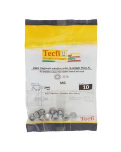 Dado inoksi A2(AISI 304) hegzagonale me frenim, DIN 982 , M6mm , Bag 10