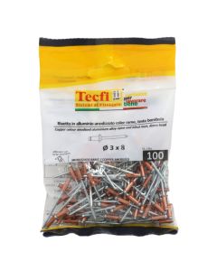 Perçina alumini anodizuara me ngjyrë bakri /çeliku, Ø 3,0 x 8mm , Bag 100