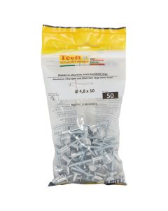 Perçina alumini RAL 9002 alumin/çeliku me pature te gjere, Ø 4,8x10/14mm , Bag 50