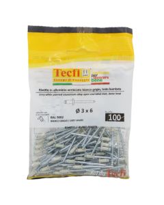 Perçina alumini RAL 9002 alumin/çeliku, Ø 3x6mm , Bag 100