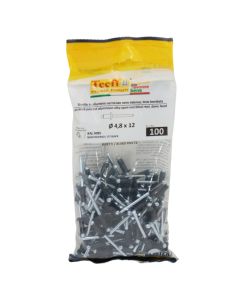 Perçina alumini RAL 9005 alumin/çeliku, Ø 4,8x12mm , Bag 100