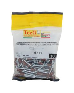 Perçina Alumini/çeliku  RAL 3009, Ø 4x8mm , Bag 100