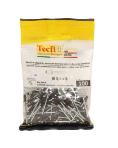 Perçina Alumini/çeliku  RAL 8017, Ø 3,4x8mm , Bag 100