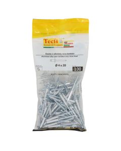 Perçina Alumini/çeliku, Ø 4x20mm , Bag 100