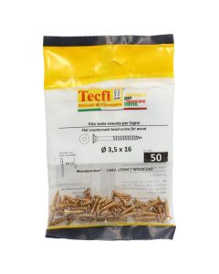 Flat CSK head torx recess chipboard screw,yellow zp, Ø3,5x16mm, Bag 50