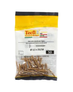 Flat CSK head torx recess chipboard screw,yellow zp, Ø3,5x25/18mm, Bag 50
