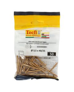 Flat CSK head torx recess chipboard screw,yellow zp, Ø3,5x40/25mm, Bag 50