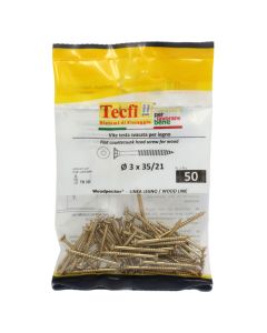 Flat CSK head torx recess chipboard screw,yellow zp, Ø3x35/21mm, Bag 50